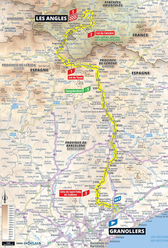 Route map for stage 3: Granollers to Les Angles